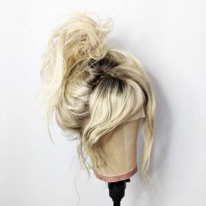 blond pony dark roots with fringe wig hair extensions