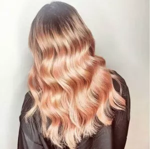 long soft rose gold wave hair extensions yorkshire