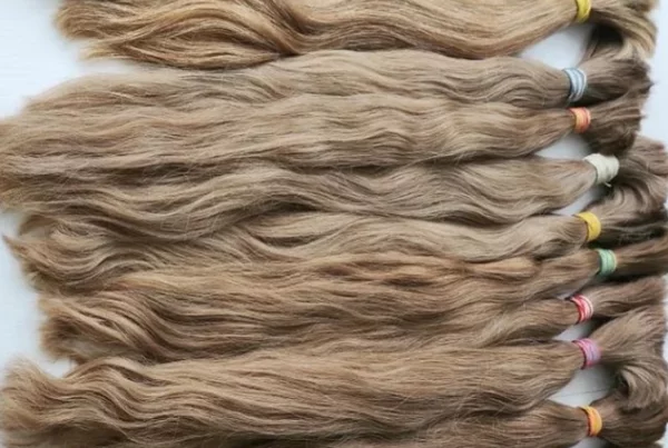 Blond hair extension bunches