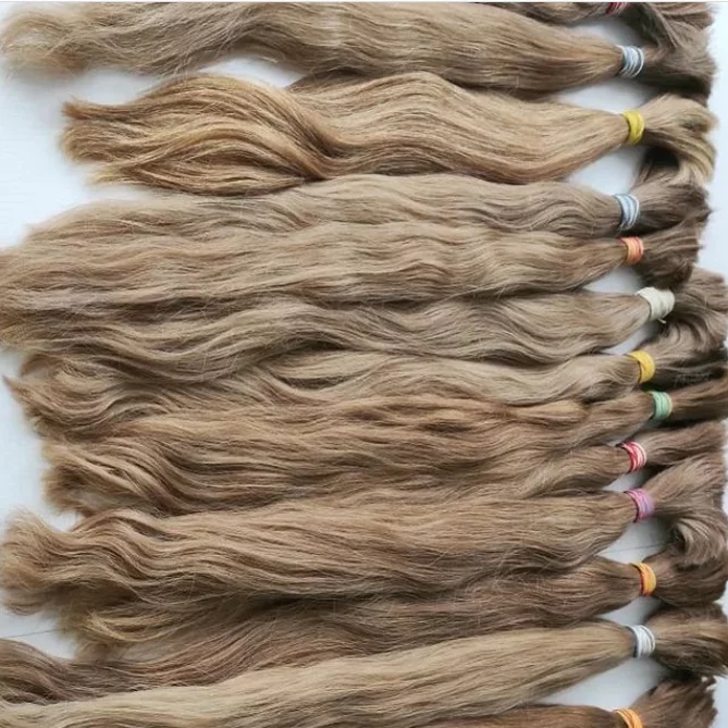 Blond hair extension bunches