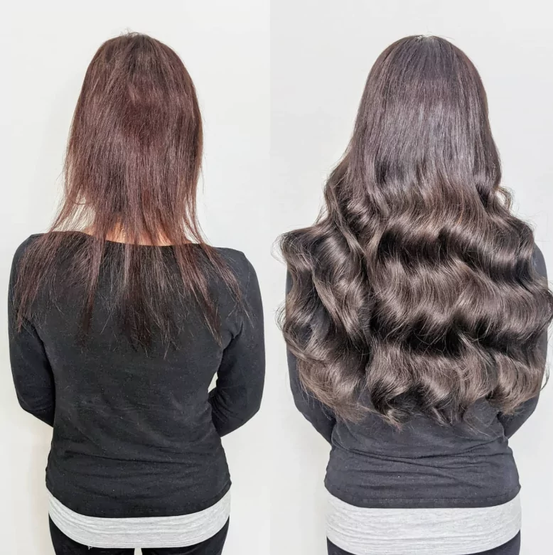 Fine Hair Extensions: Before and After